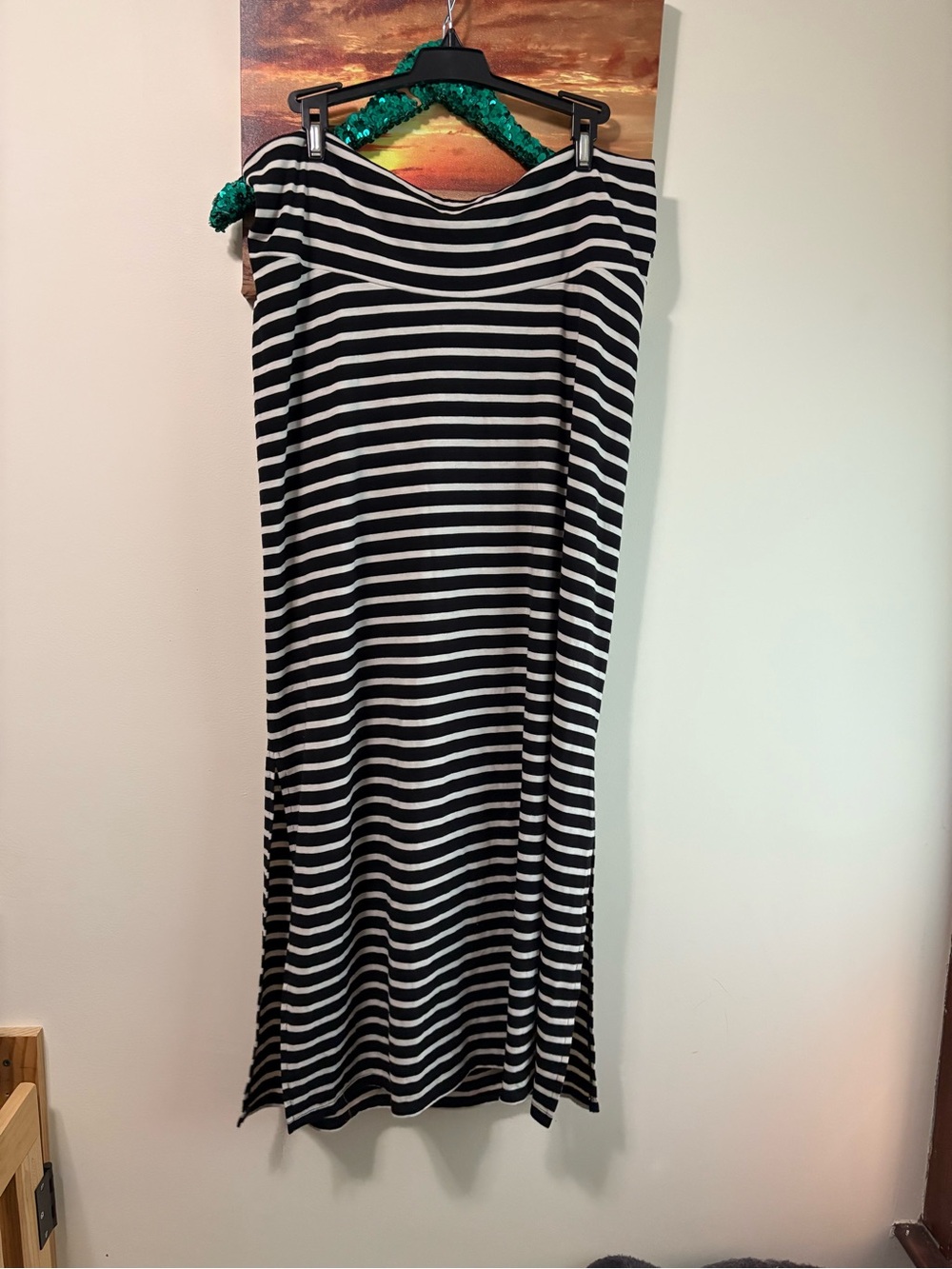 Old navy striped maxi skirt maternity M side slits